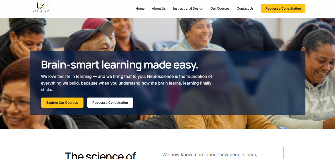Linexa Learning website homepage